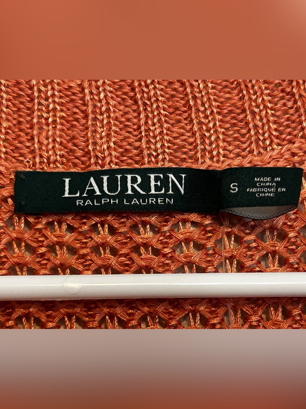NWT Lauren Ralph Lauren Open Knit Duster Cardigan | Linen Blend | Terracotta - Picture 3 of 8